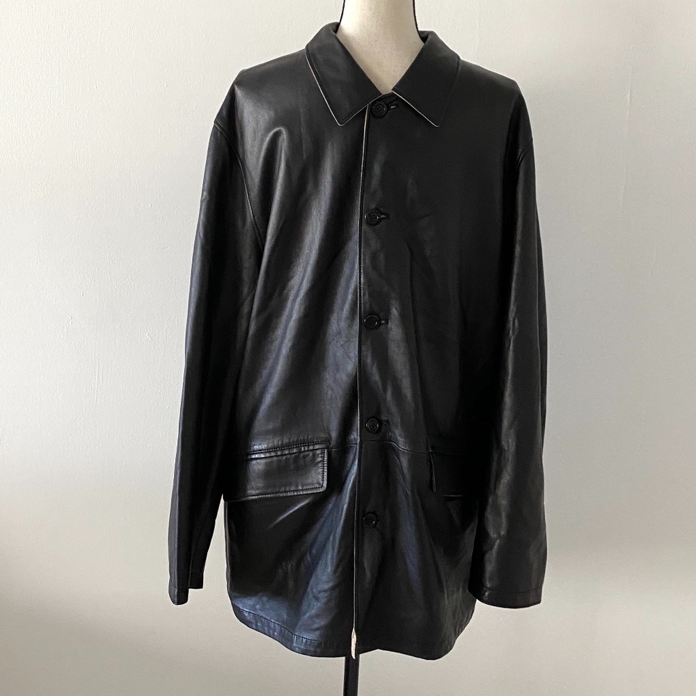 TORRAS Reversible Black Leather Beige Silk Jacket